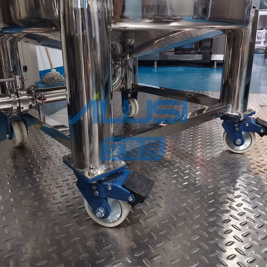 상단 교반기가 있는 스테인레스 스틸 위생 재킷 혼합 용기